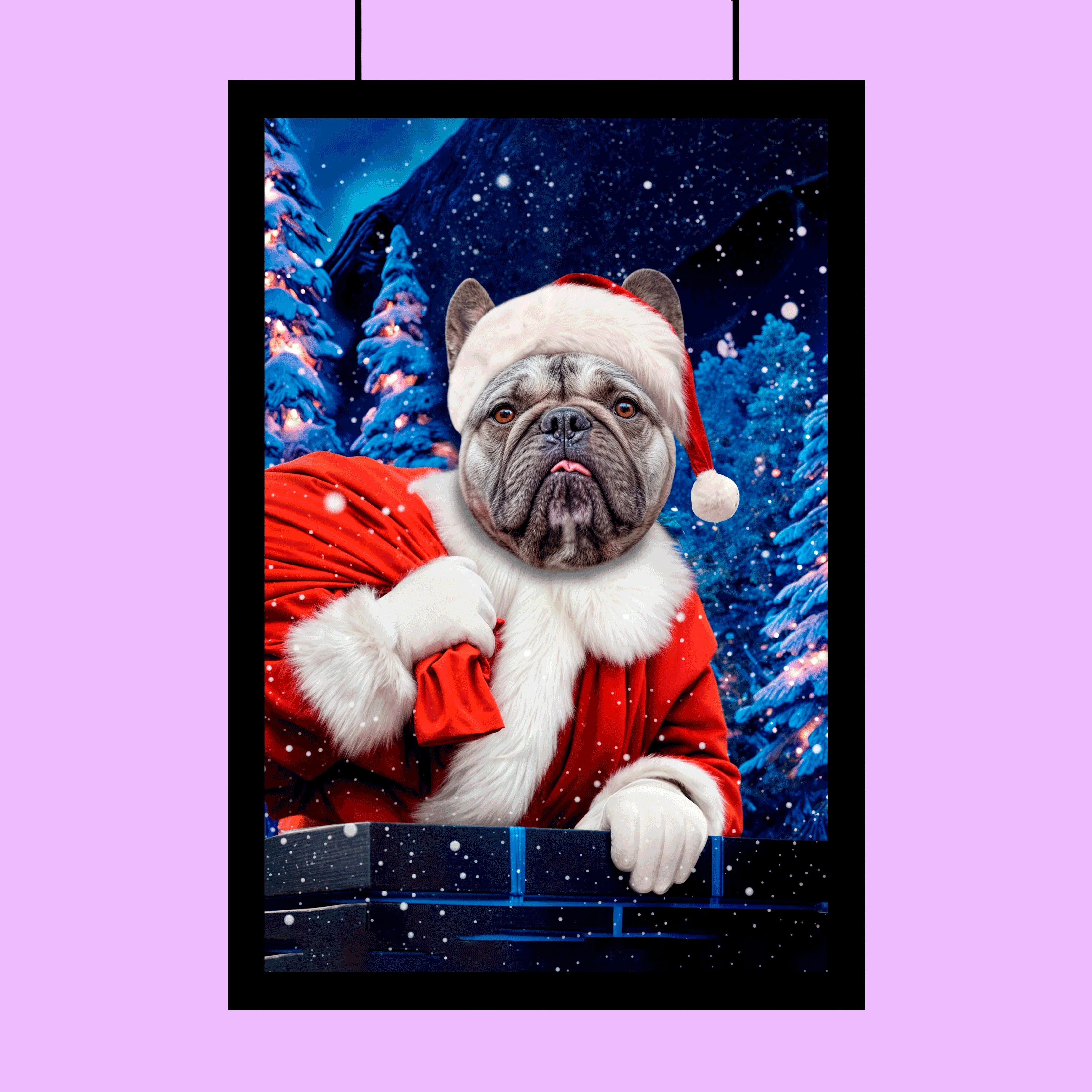 Santa’s Helper Pet Portrait – Festive Holiday Pet Art